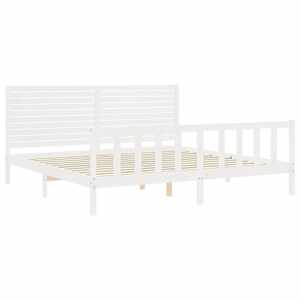 Postel bez matrace bílá 200 x 200 cm masivní borovice - obrázek 5