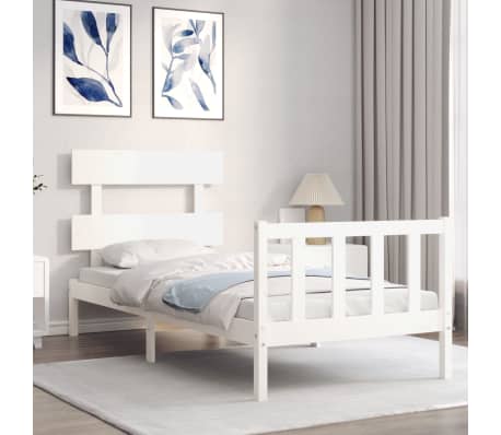 vidaXL Cadre de lit sans matelas blanc 90x200 cm bois de pin massif