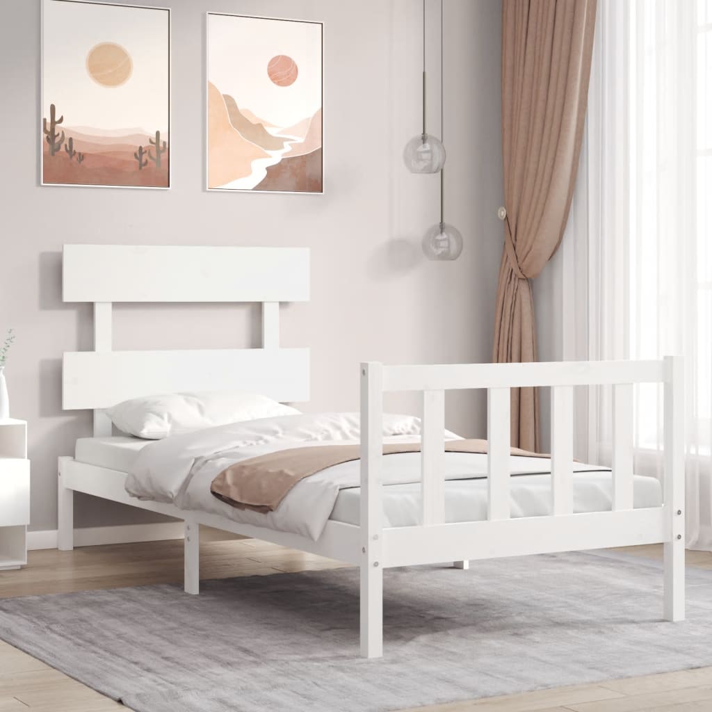 Lovos rėmas be čiužinio, baltas, 90x200cm, pušies masyvas