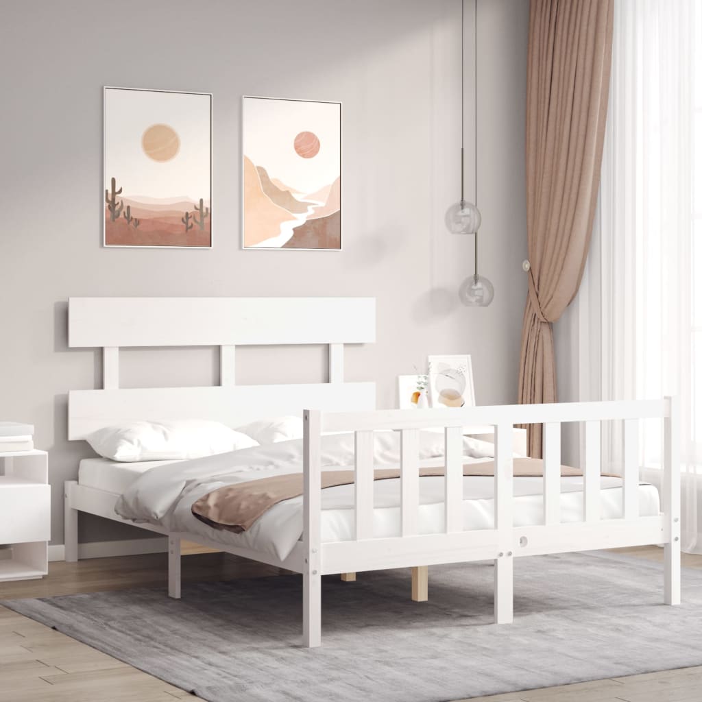 Photos - Bed VidaXL  Frame without Mattress White 120x200 cm Solid Wood Pine 