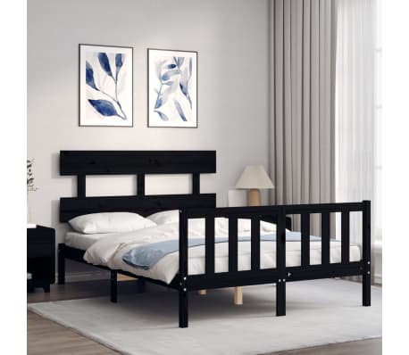 vidaXL Cadre de lit sans matelas noir 140x200 cm bois massif de pin