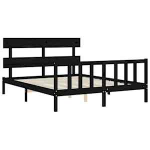 Rám postele s čelem černý King Size masivní dřevo - obrázek 5