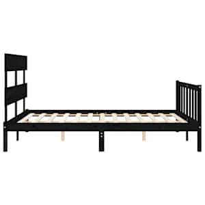 Rám postele s čelem černý King Size masivní dřevo - obrázek 7