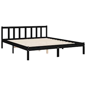 Rám postele s čelem černý King Size masivní dřevo - obrázek 9
