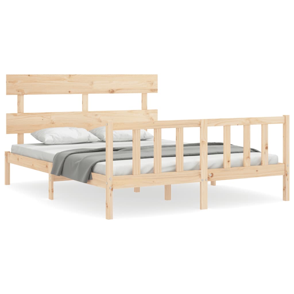 vidaXL Bedframe met hoofdbord massief hout 160x200 cm