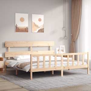 Rám postele s čelem Super King Size masivní dřevo - obrázek 1