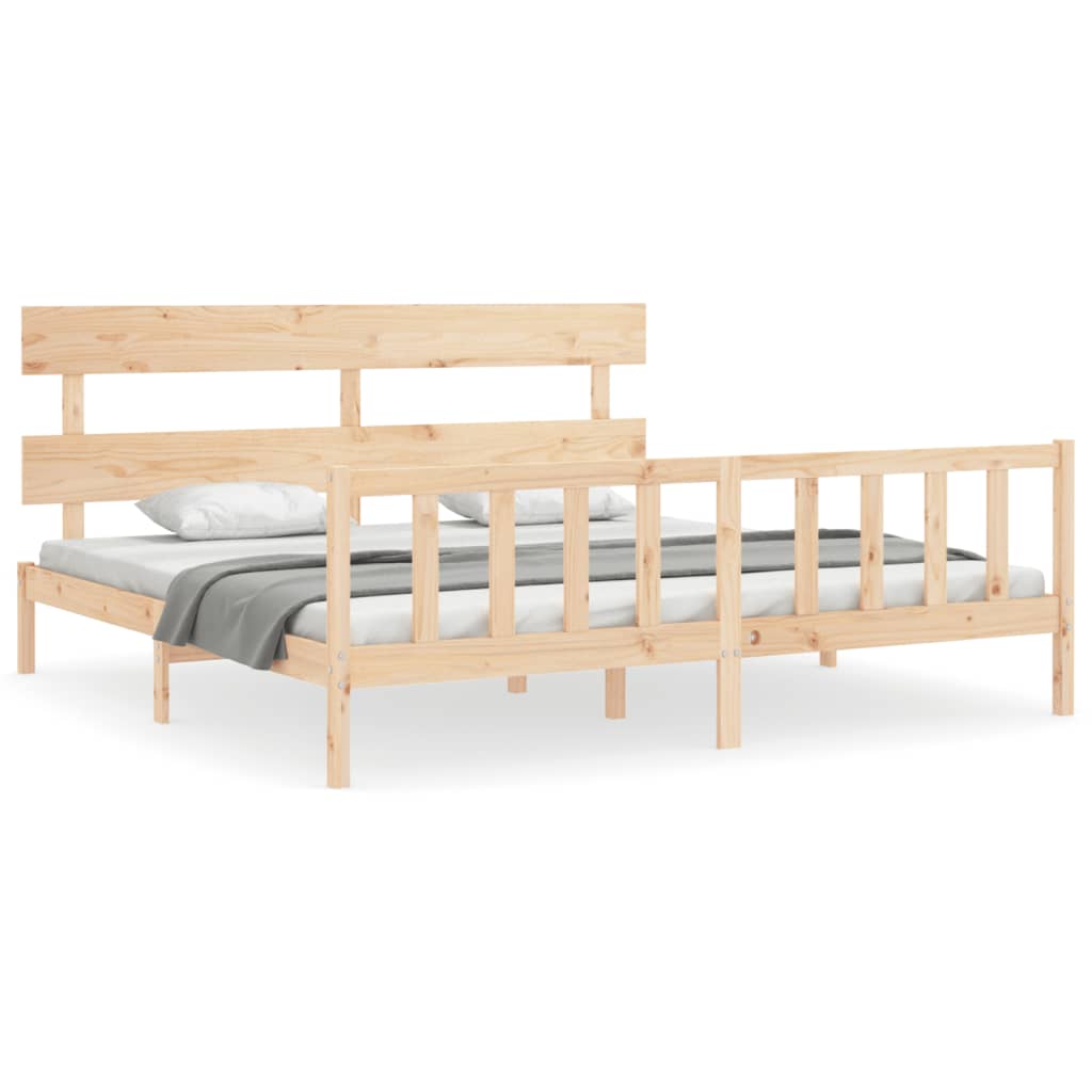 vidaXL Bedframe met hoofdbord massief hout 200x200 cm