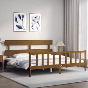 vidaXL Lovos rėmas su galvūgaliu, rudas, 200x200cm, medienos masyvas