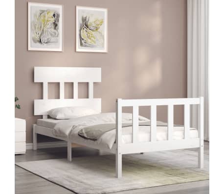 vidaXL Giroletto con Testiera Bianco Single in Legno Massello