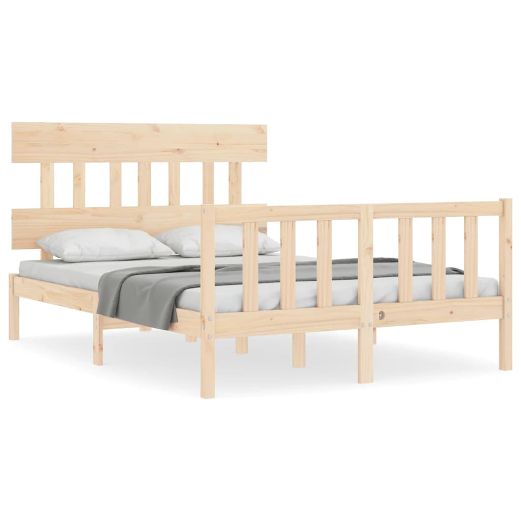 vidaXL Bedframe met hoofdbord massief hout 4FT6 Double