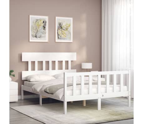 vidaXL Cadre de lit sans matelas blanc bois de pin massif