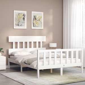 vidaXL Cadre de lit sans matelas blanc bois de pin massif
