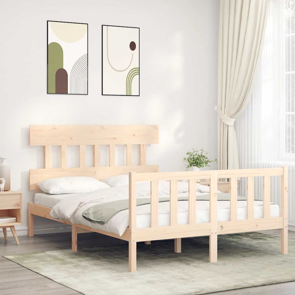 vidaXL Cadru de pat fără saltea, 140x190 cm, lemn masiv de pin