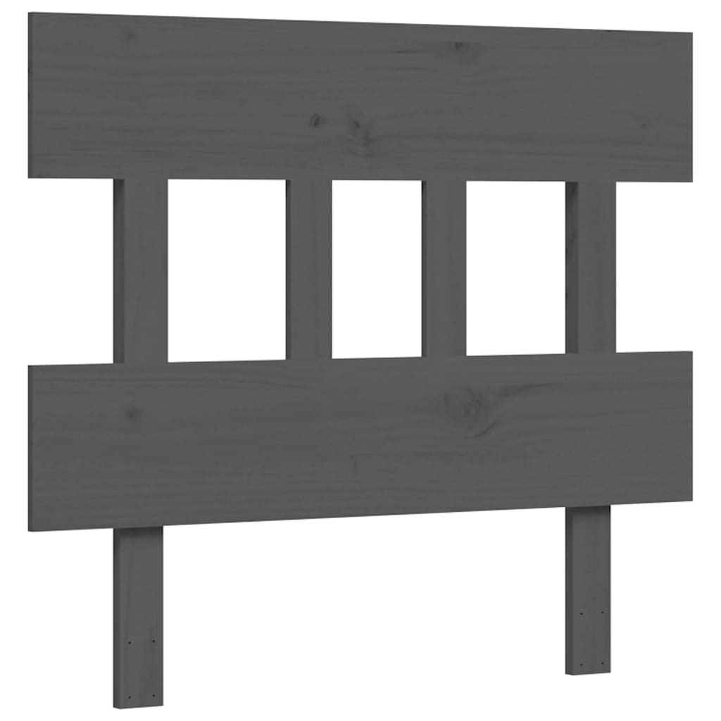 szürke tömör fa ágykeret fejtámlával 90 x 200 cm