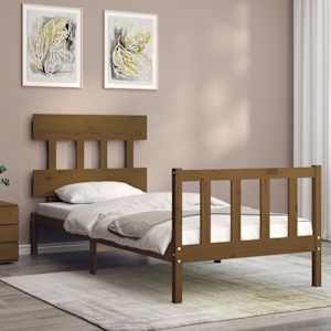 vidaXL Lovos rėmas su galvūgaliu, rudas, 100x200cm, medienos masyvas