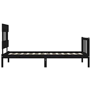 Rám postele s čelem černý 100 x 200 cm masivní dřevo - obrázek 7