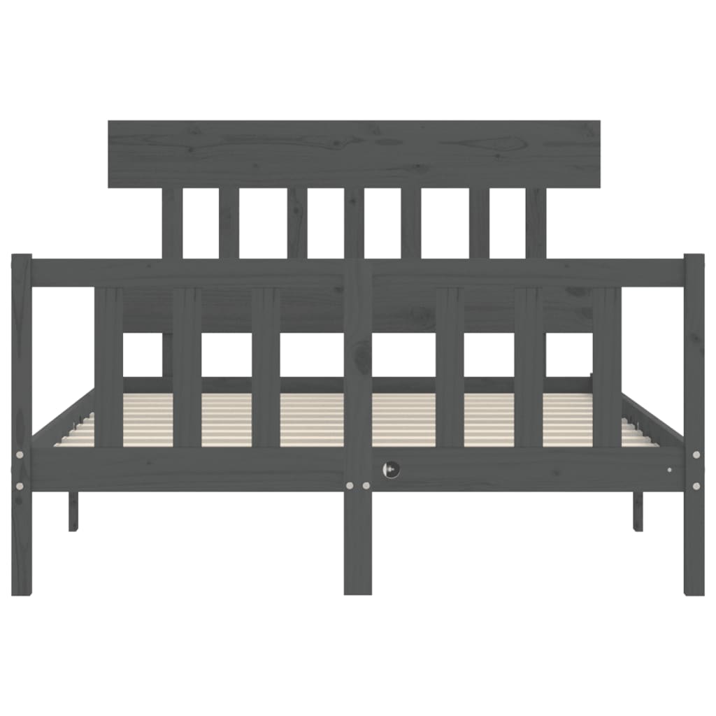 Posteljni okvir z vzglavjem siv 120x200 cm trden les