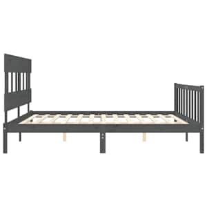 Rám postele s čelem šedý 200 x 200 cm masivní dřevo - obrázek 7