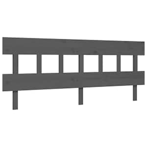Rám postele s čelem šedý 200 x 200 cm masivní dřevo - obrázek 8