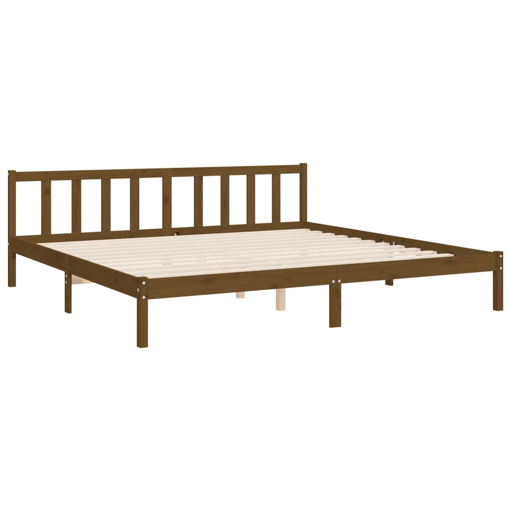 Cadru pat cu tăblie, maro miere, 200x200 cm, lemn masiv