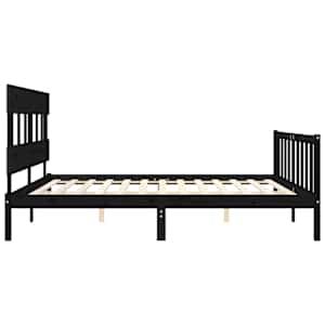 Rám postele s čelem černý 200 x 200 cm masivní dřevo - obrázek 7