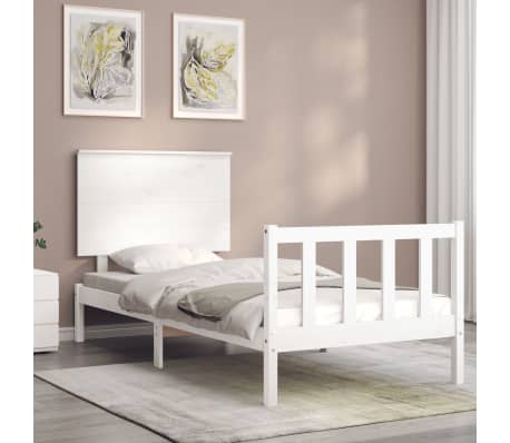 vidaXL Massivholzbett ohne Matratze Wei&szlig; 90x200 cm Kiefernholz