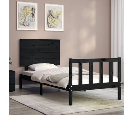 vidaXL Cadre de lit sans matelas noir 100x200 cm bois massif de pin