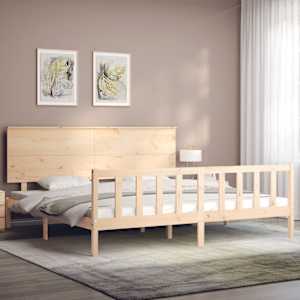 Rám postele s čelem Super King Size masivní dřevo - obrázek 4