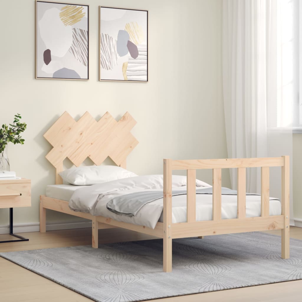 vidaXL Bedframe met hoofdbord massief hout afbeelding