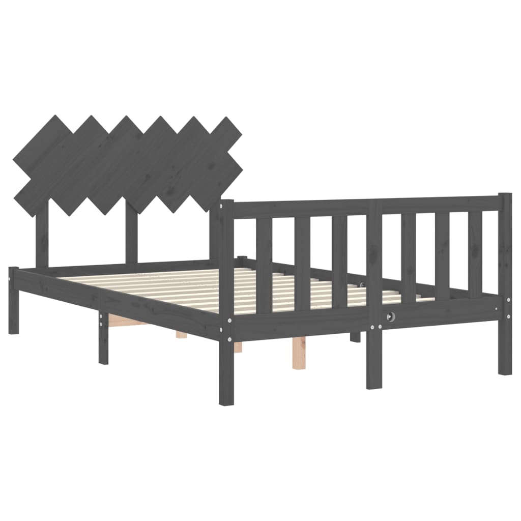 Рамка за легло с табла сива 4FT Small Double масивна дървесина
