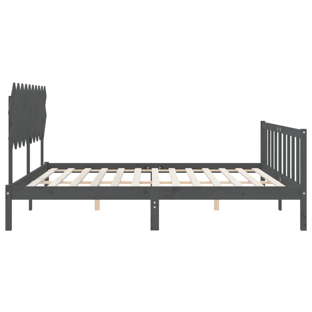 Рамка за легло с табла сива 4FT Small Double масивна дървесина