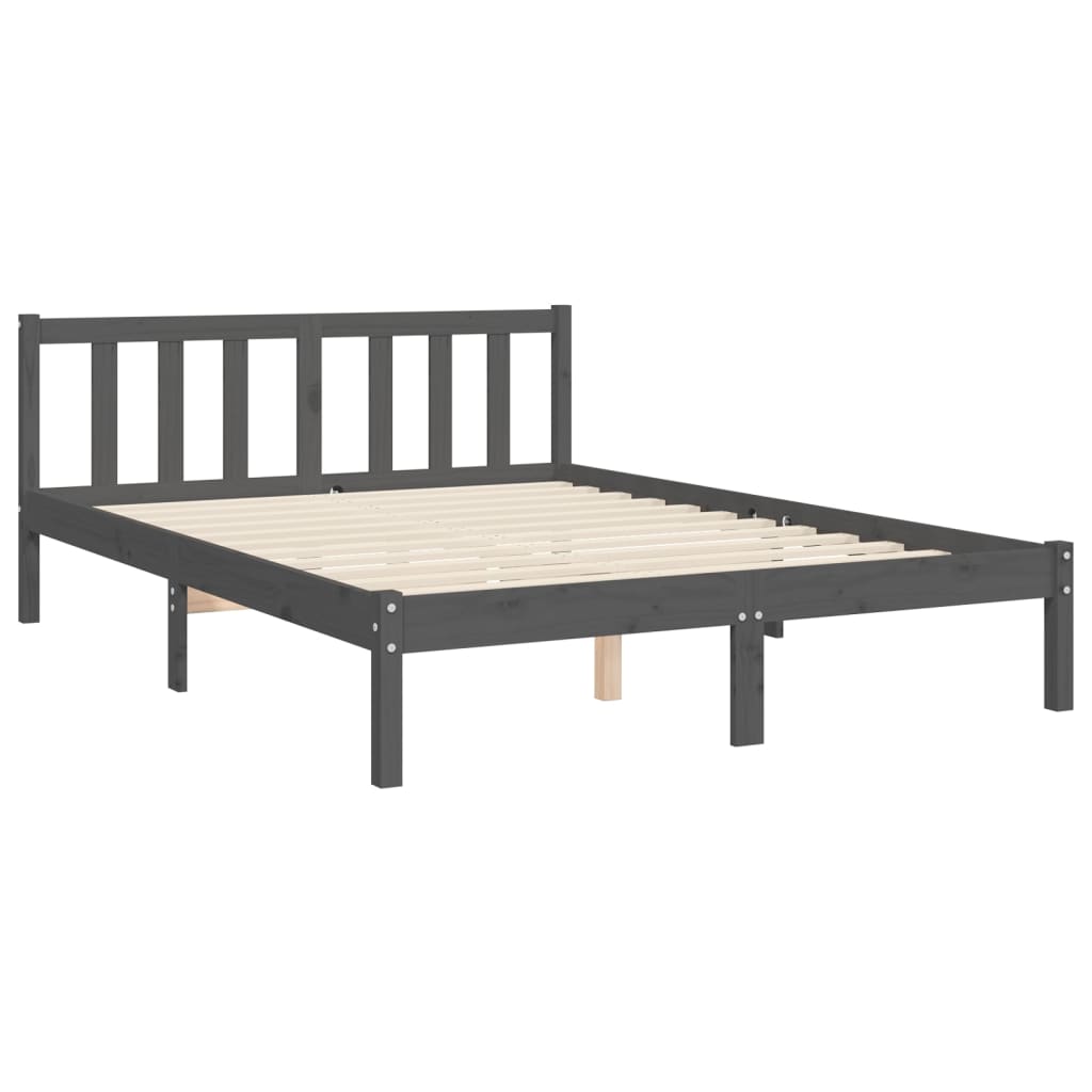 Рамка за легло с табла сива 4FT Small Double масивна дървесина