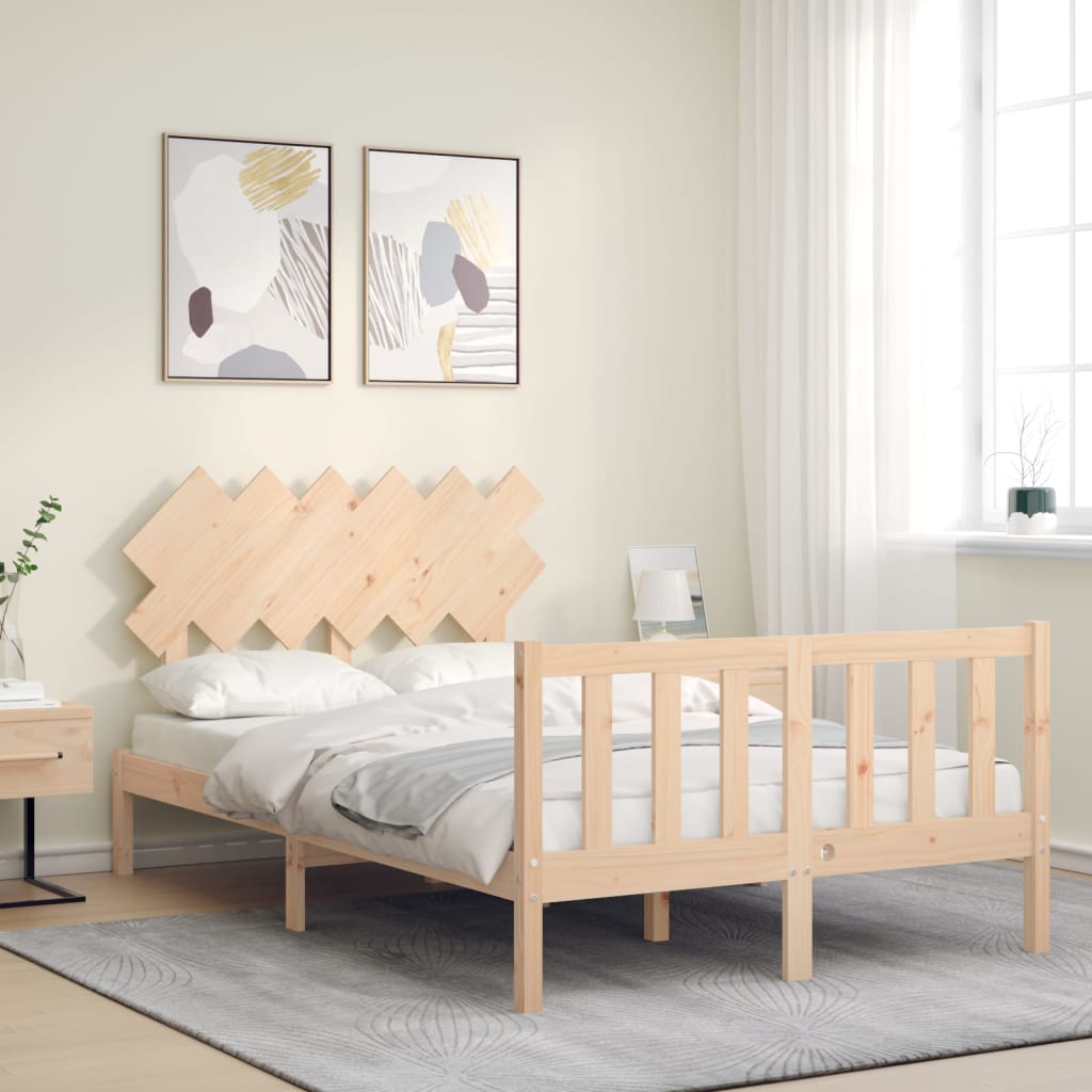 vidaXL Bedframe met hoofdbord massief hout afbeelding
