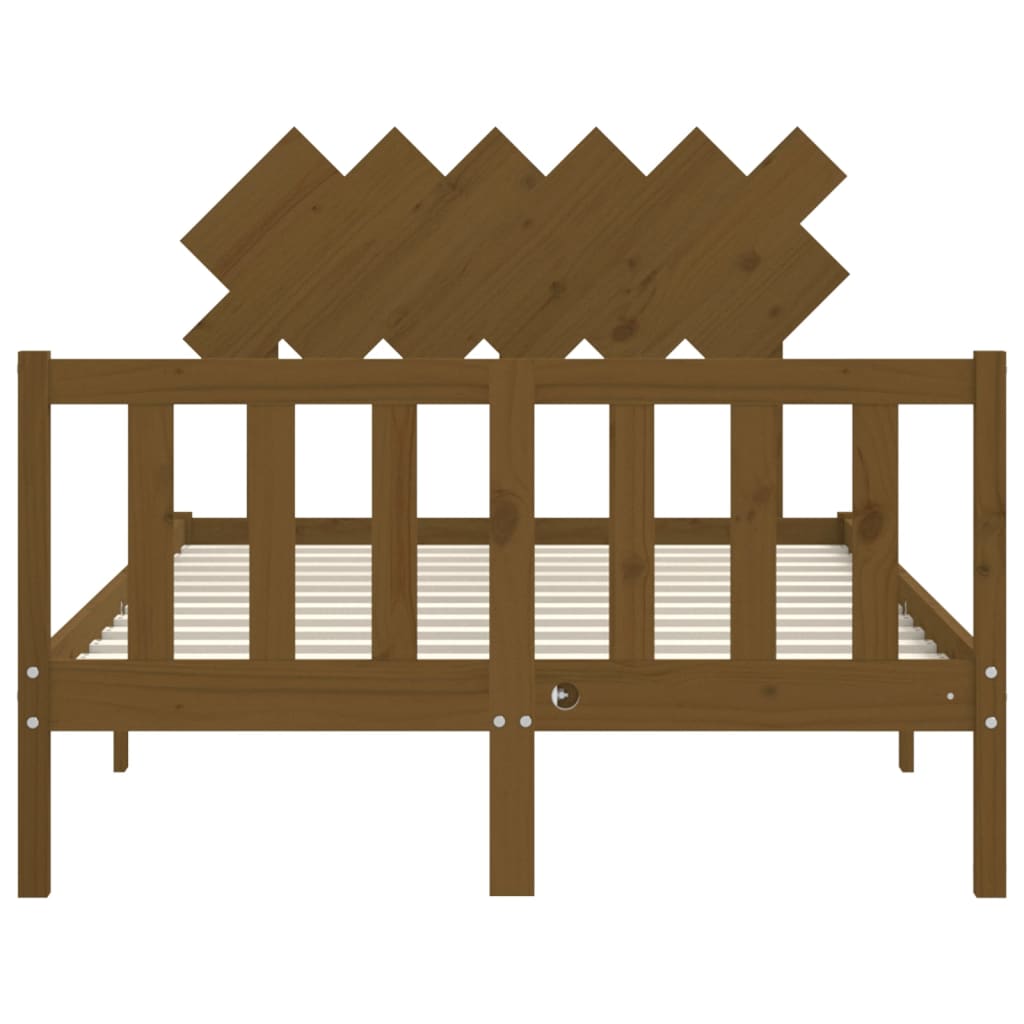 mézbarna tömör fa ágykeret fejtámlával Double