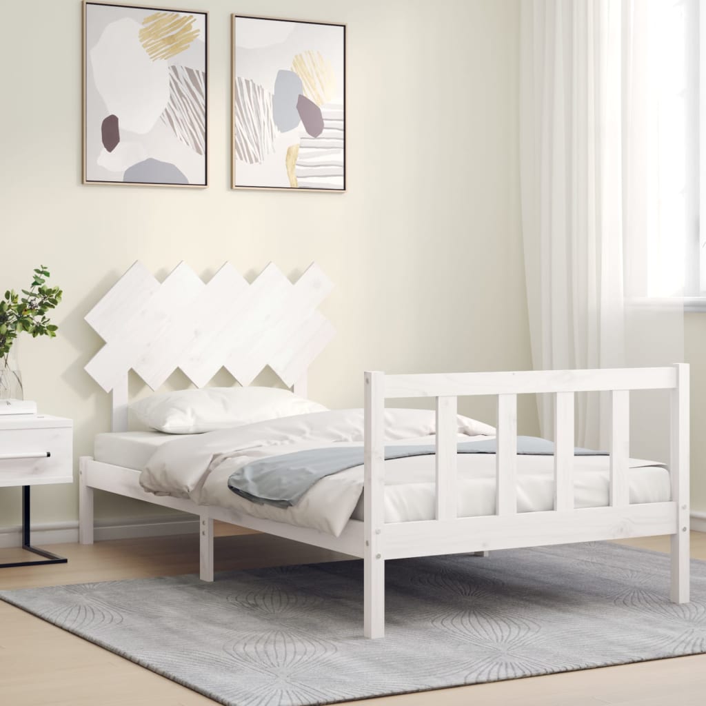 vidaXL Bed Frame without Mattress White 100x200 cm Solid Wood Pine