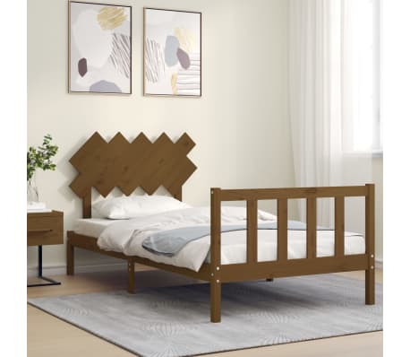 vidaXL Lovos rėmas su galvūgaliu, rudas, 100x200cm, medienos masyvas