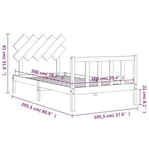 Rám postele s čelem černý 100 x 200 cm masivní dřevo - obrázek 12