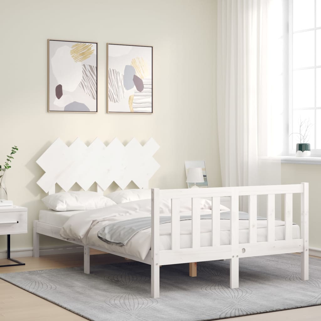 vidaXL Bedframe zonder matras massief grenenhout wit 120x200 cm afbeelding
