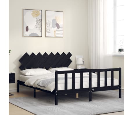 vidaXL Bed Frame without Mattress Black 160x200 cm Solid Wood Pine