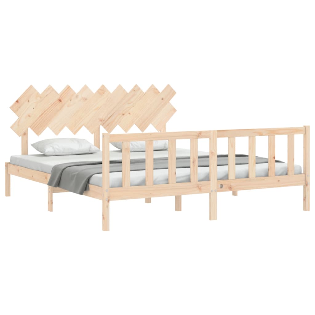Cadru de pat cu tăblie Super King Size, lemn masiv