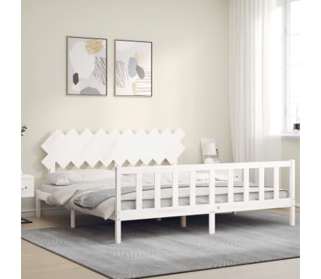 vidaXL Bedframe zonder matras massief grenenhout wit 200x200 cm