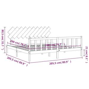 Rám postele s čelem šedý 200 x 200 cm masivní dřevo - obrázek 12