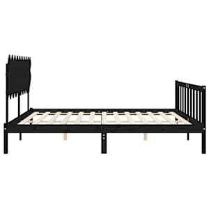 Rám postele s čelem černý 200 x 200 cm masivní dřevo - obrázek 7