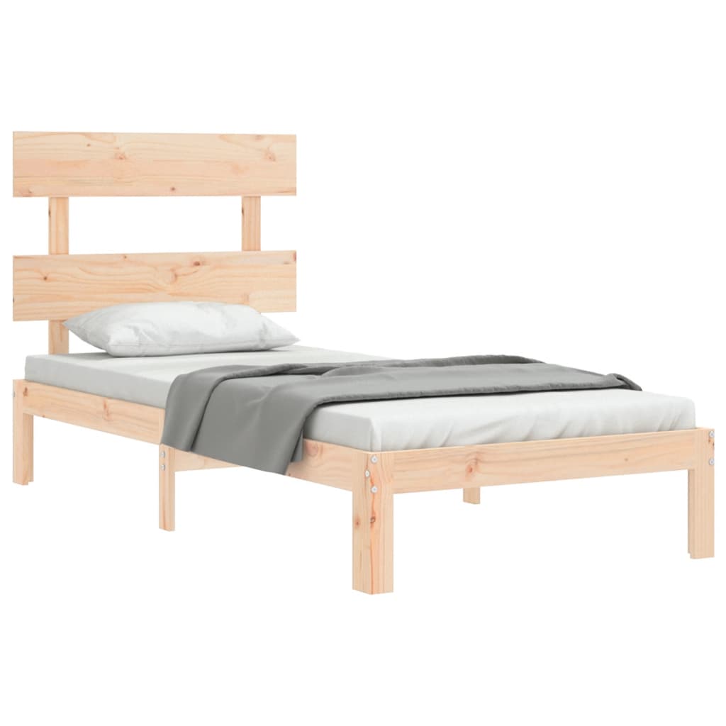 vidaXL Bedframe met hoofdbord massief hout afbeelding