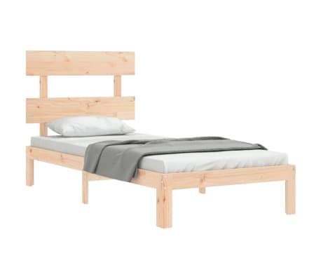 vidaXL Estrutura cama de solteiro pequena c/ cabeceira madeira maci&ccedil;a
