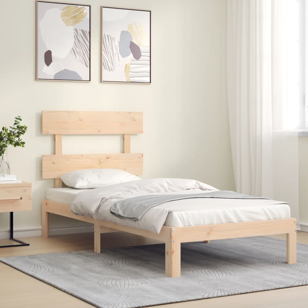 vidaXL Bedframe met hoofdbord massief hout afbeelding