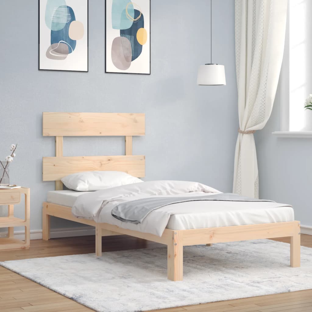 vidaXL Cadre de lit avec tête de lit simple bois massif