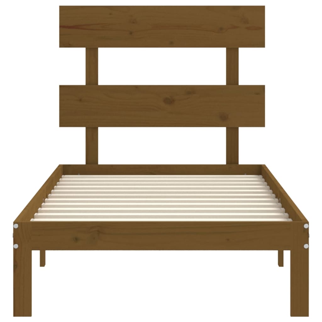 mézbarna tömör fa ágykeret fejtámlával (Single)