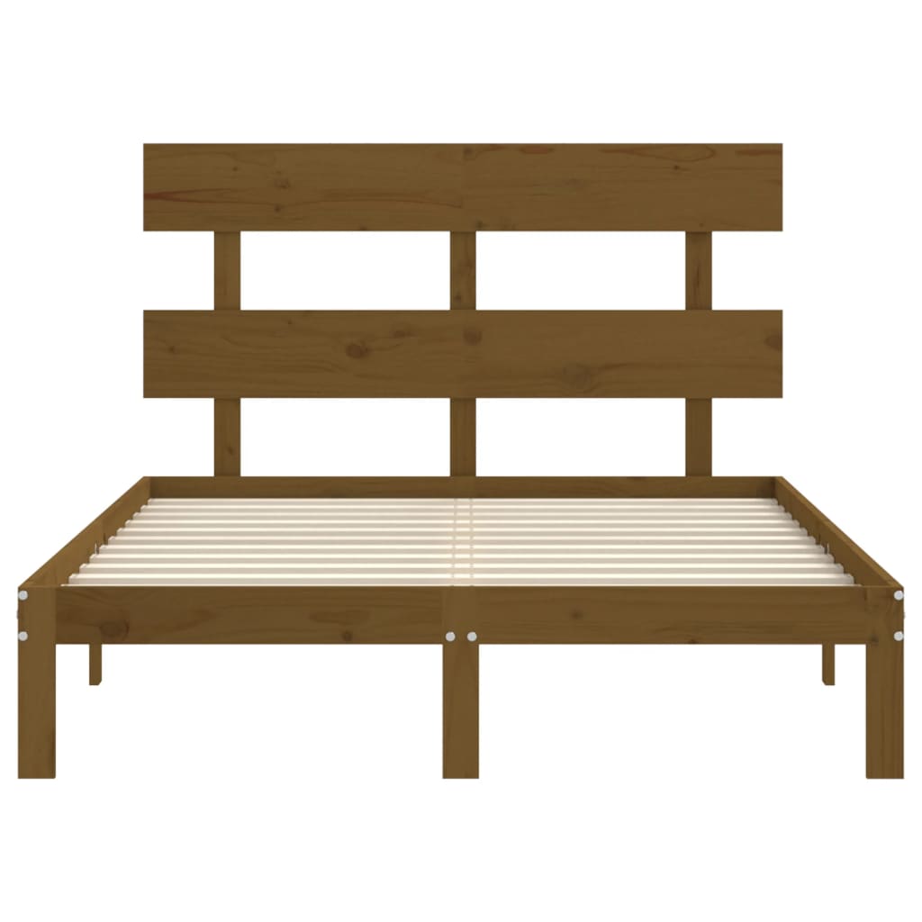 mézbarna tömör fa ágykeret fejtámlával Small Double