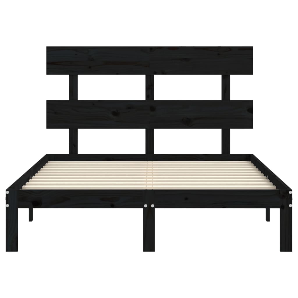 fekete tömör fa ágykeret fejtámlával Small Double